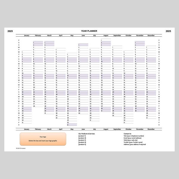 Year Planner 2025 Printable Frederikke A Lassen