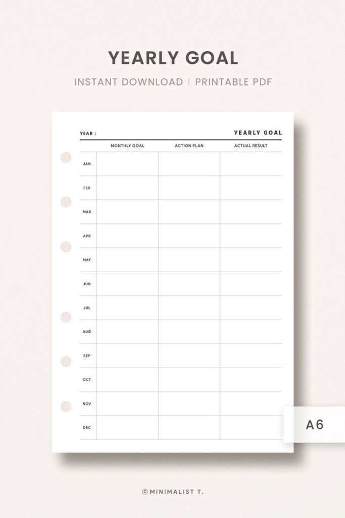 Yearly Goal Plan Goal Tracker Goal Planner Goal Setting Yearly 