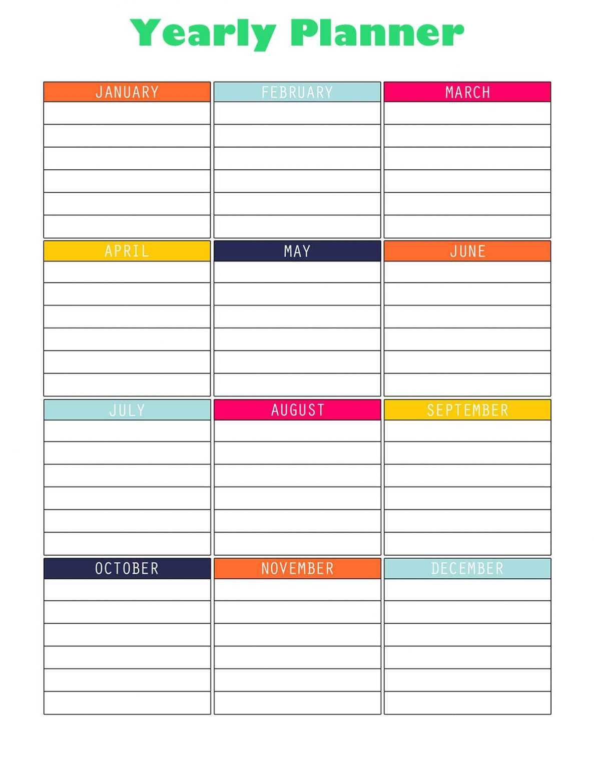 Yearly Planner Printable Free Printable Templates