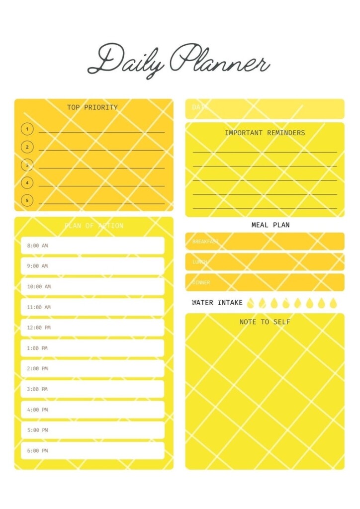 Yellow Daily Planner Printable Etsy
